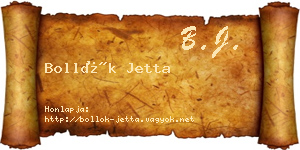 Bollók Jetta névjegykártya